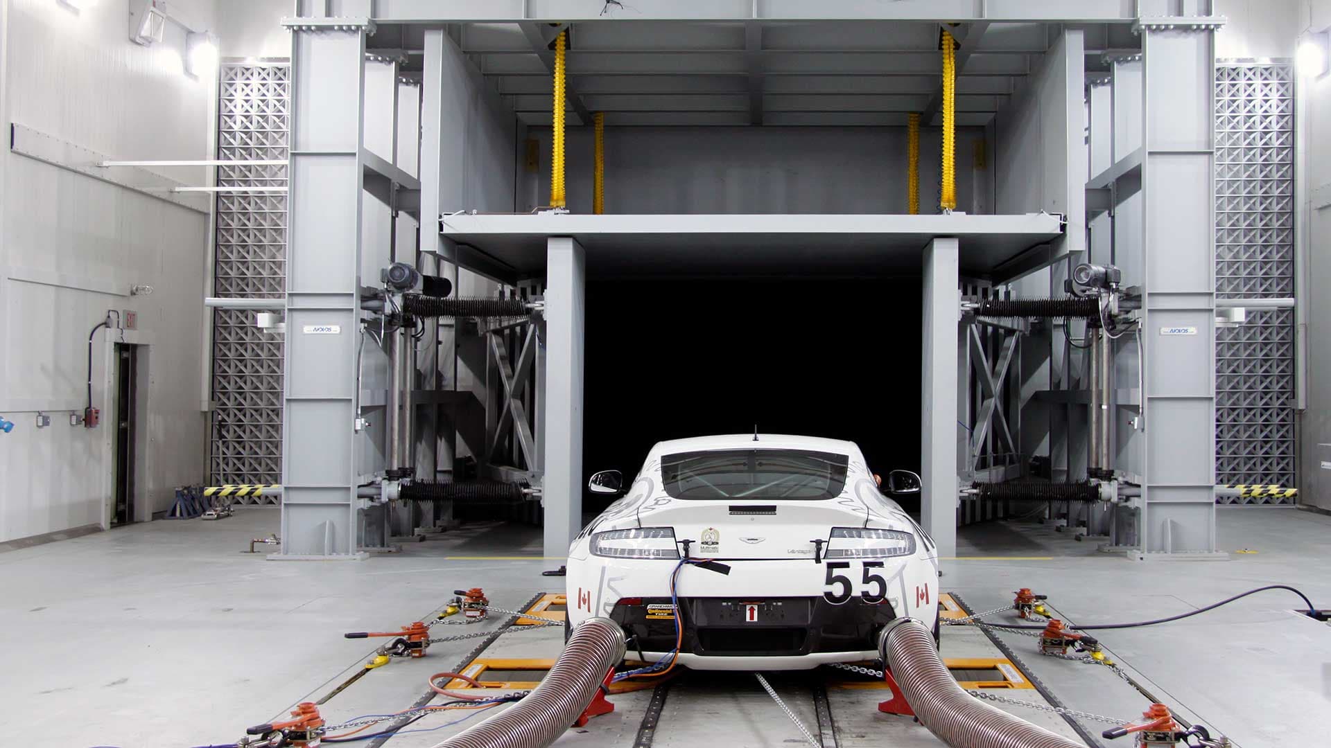 Multimatic Aston Martin Vantage race car in wind tunnel