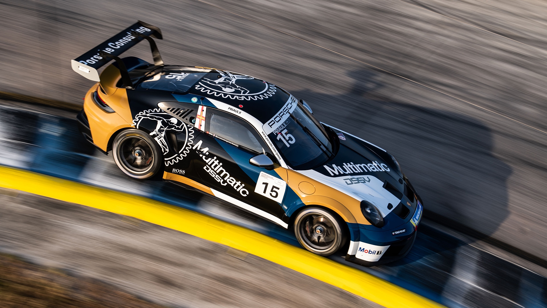 Seb Priaulx driving the Multimatic DSSV Porsche 911 GT3 Cup race car at Sebring