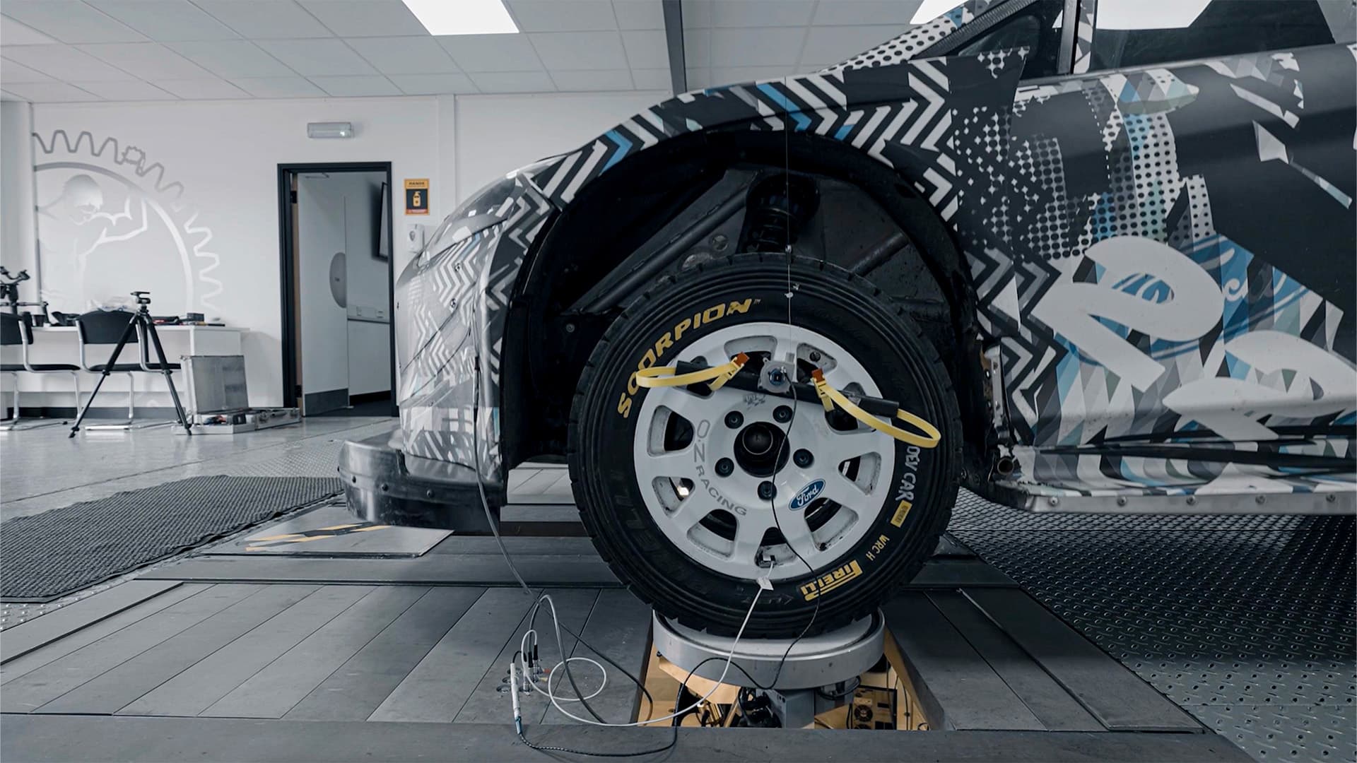 Ford Puma Rally1 WRC car at the Multimatic Vehicle Dynamics Centre
